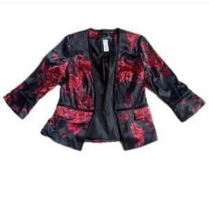 Medium Alex Evenings Black and Red Floral Blazer